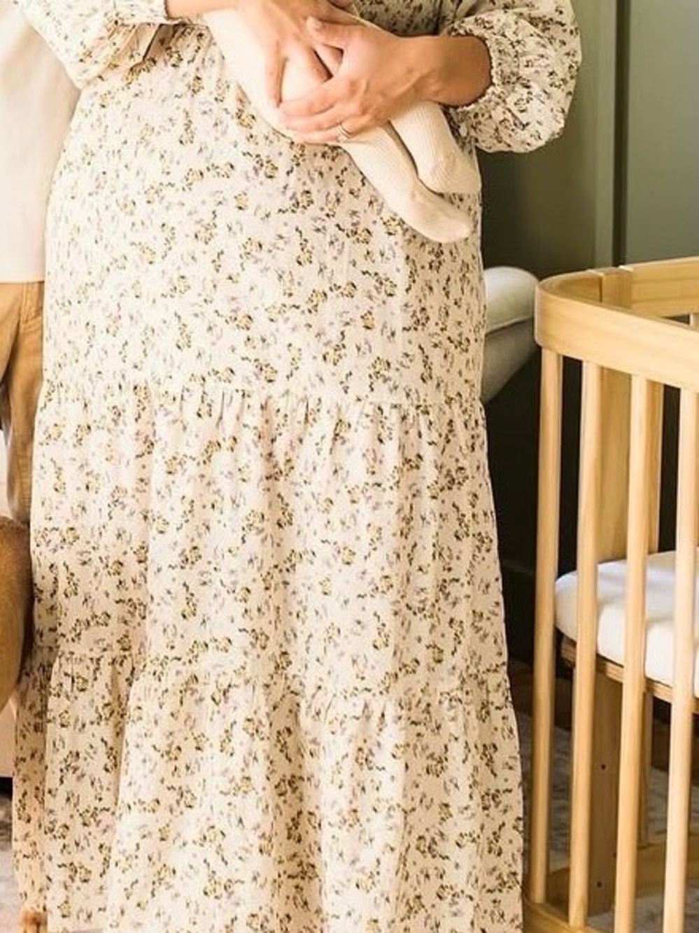 Floral Square-Neck Smocked Long Sleeve Maxi Dress - Cream - Picture 3 of 4